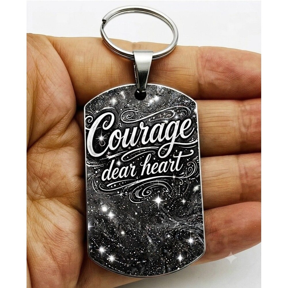 Courage Dear Heart Dragon Warrior Viking Stainless Keychain Reminder Life Happy